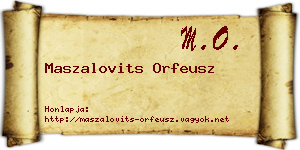 Maszalovits Orfeusz névjegykártya